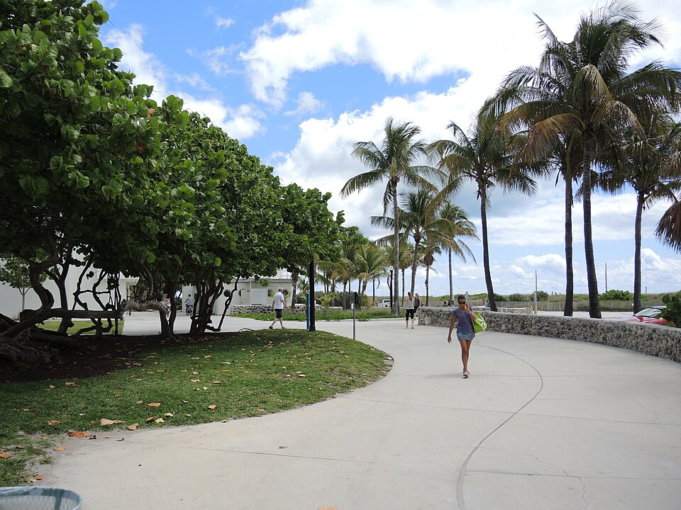 Lummus Park promenade in Miami Beach, Florida